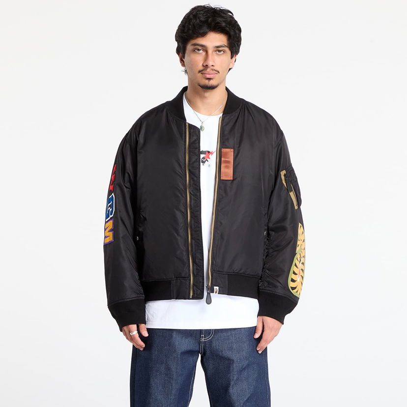 Bomberjakke BAPE Shark Ma-1 Bomber Jacket Sort | 001HJL801003MBLK
