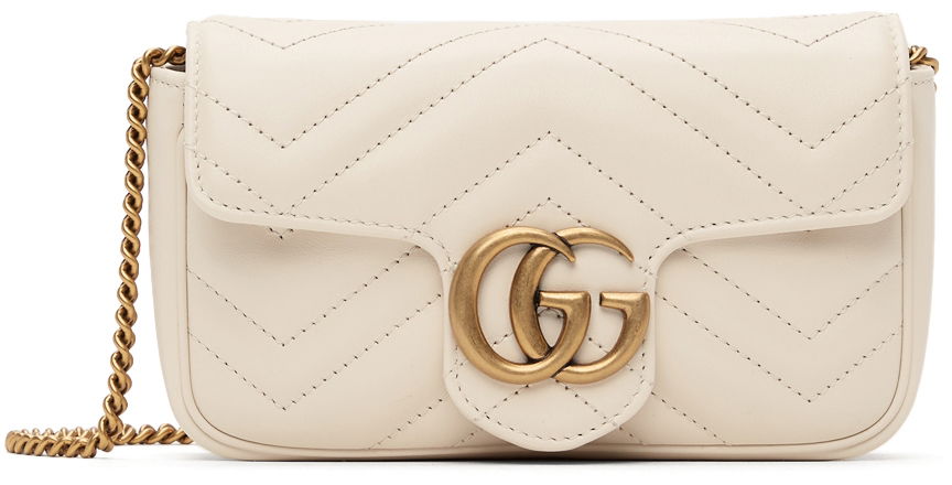 Skuldertaske Gucci White Super Mini GG Marmont Beige | 476433 DTDCT, 0