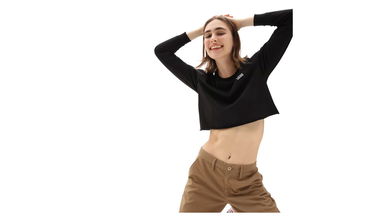 Crop top Vans W Cropped T-shirt Sort | VN0A4OUQBLK, 3