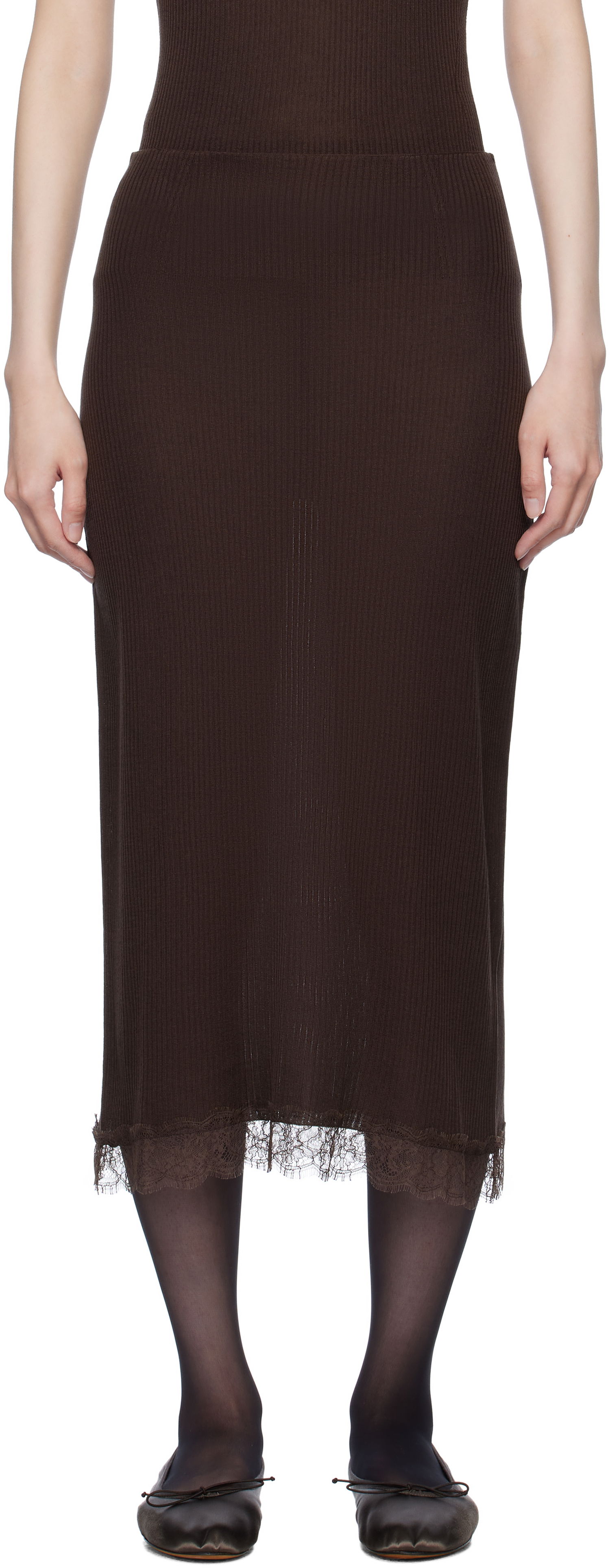 Nederdel The Row The Row Indira Midi Skirt Brun | 8438-Y136, 0