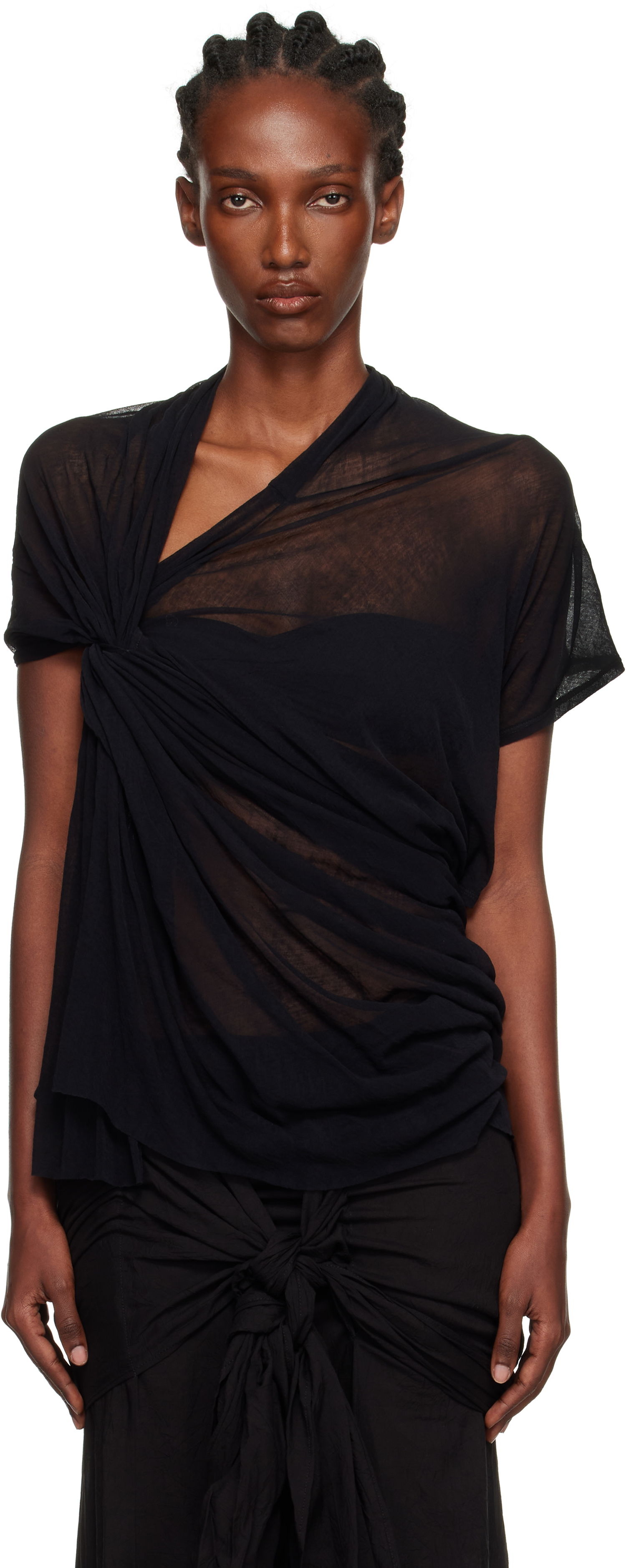 T-shirt Yohji Yamamoto YOHJI YAMAMOTO Twist Detail Top Sort | FP-T42-083, 0