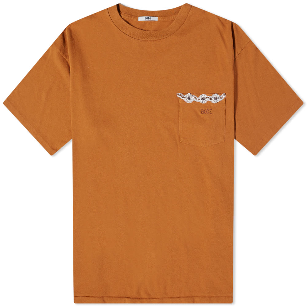 T-shirt Bode Beaded Fleur Pocket Tee Beige | MRCS000014-BRN, 0