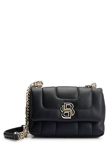 Håndtaske BOSS Balmain Quilted Shoulder Bag with Double B Monogram Sort | 50528858