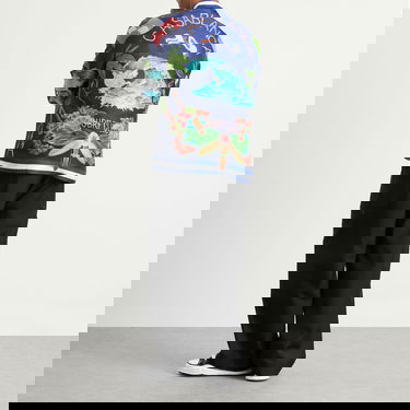 Skjorte Casablanca Casablanca Classic Long Sleeve Patterned Silk Shirt, Size Large Blå | MPF25-SH-021-02, 4