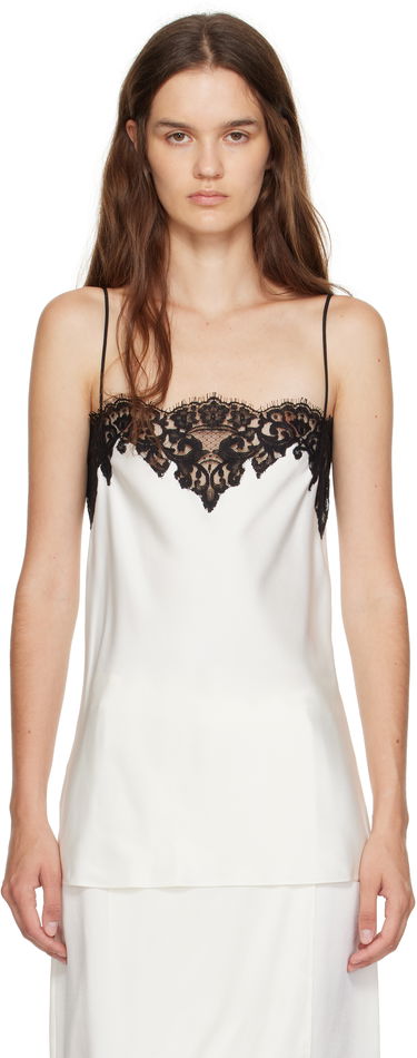 Tanktop Stella McCartney Stella McCartney Satin Lace Cami Top Hvid | 6T02613FU302, 0