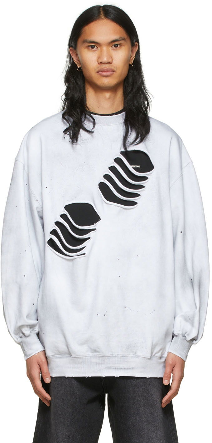 Sweatshirt We11done We11done Men's Distressed Graphic Sweatshirt Hvid | WD-TS1-22-713-U-WH