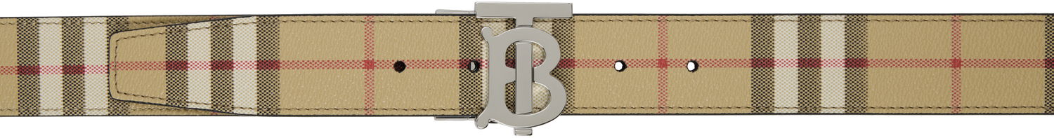 Bælter Burberry Check & Leather Reversible Belt Beige | 8069853, 0