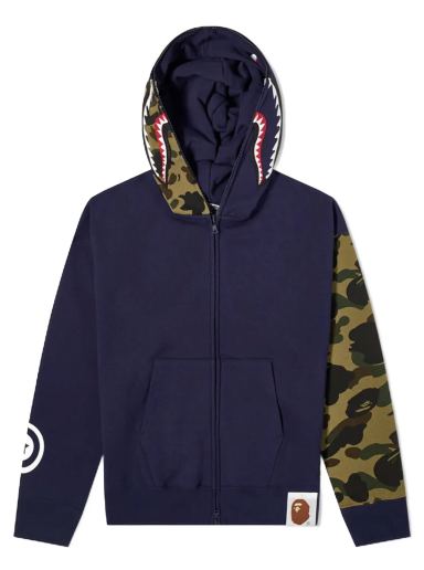 Sweatshirt BAPE Giant Shark Full Zip Hoodie Mørkeblå | 001ZPG701018X-NVY