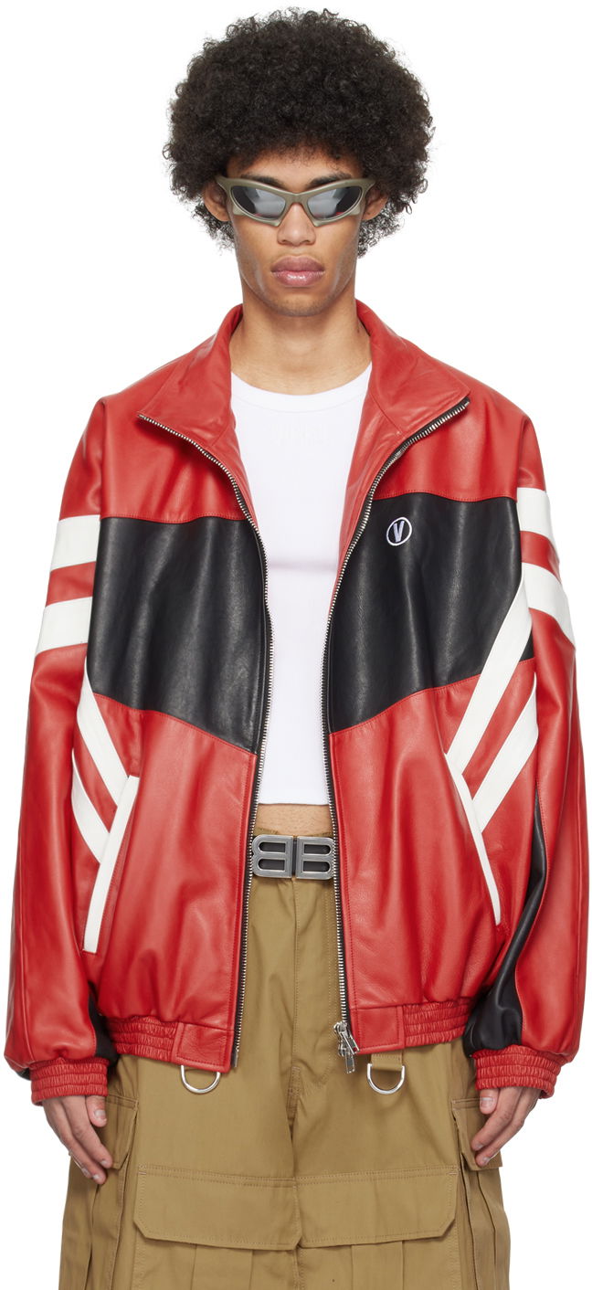 Jakke VETEMENTS Paneled Leather Jacket Rød | UE64JA180R, 0