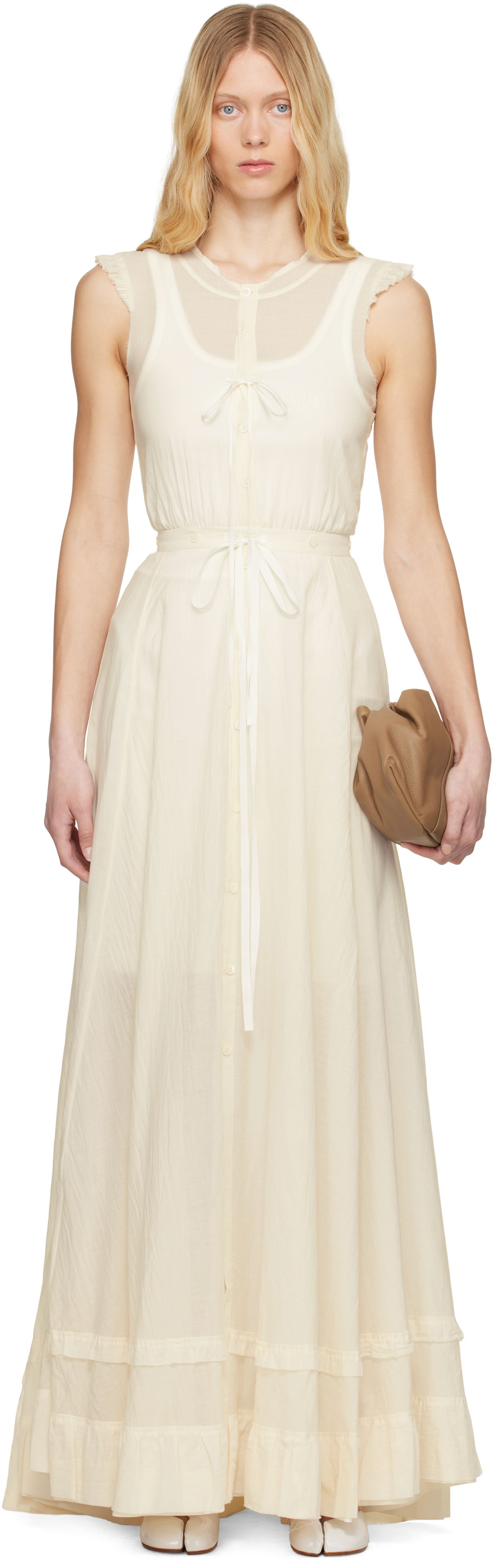 Kjole Maison Margiela MM6 Maison Margiela Cotton Voile Maxi Dress Hvid | S62DG0045 M35440, 0