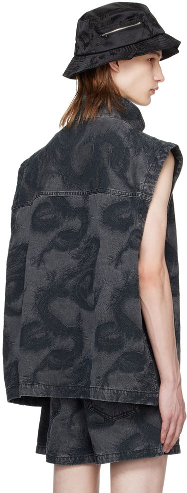 Vest Feng Chen Wang Feng Chen Wang Dragon Denim Vest Sort | FUS17VS04, 2