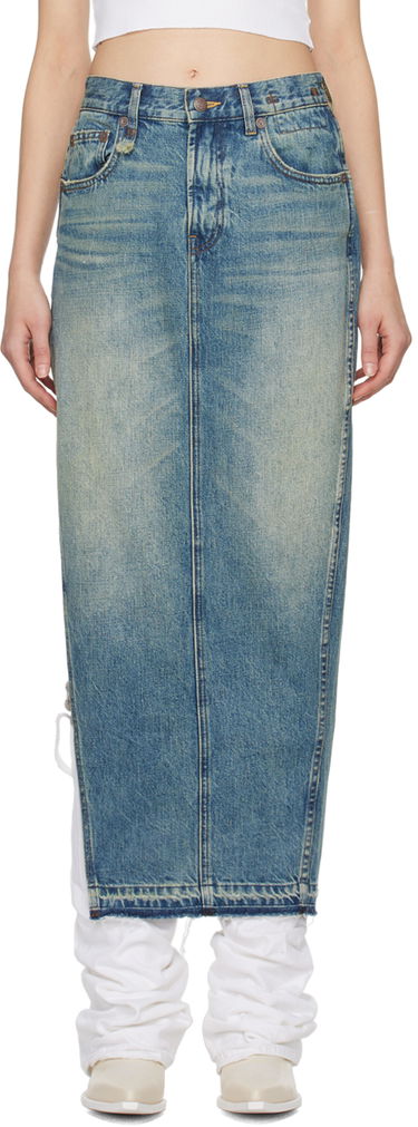 Nederdel R13 R13 Denim Maxi Skirt with Side Slits Blå | R13WD102-D173A, 0
