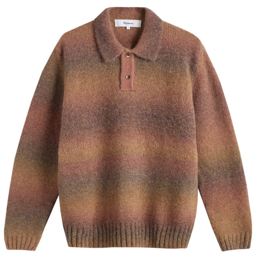 Sweater Palmes Alpaca Long Sleeve Knit Polo Brun | P40-0025-121