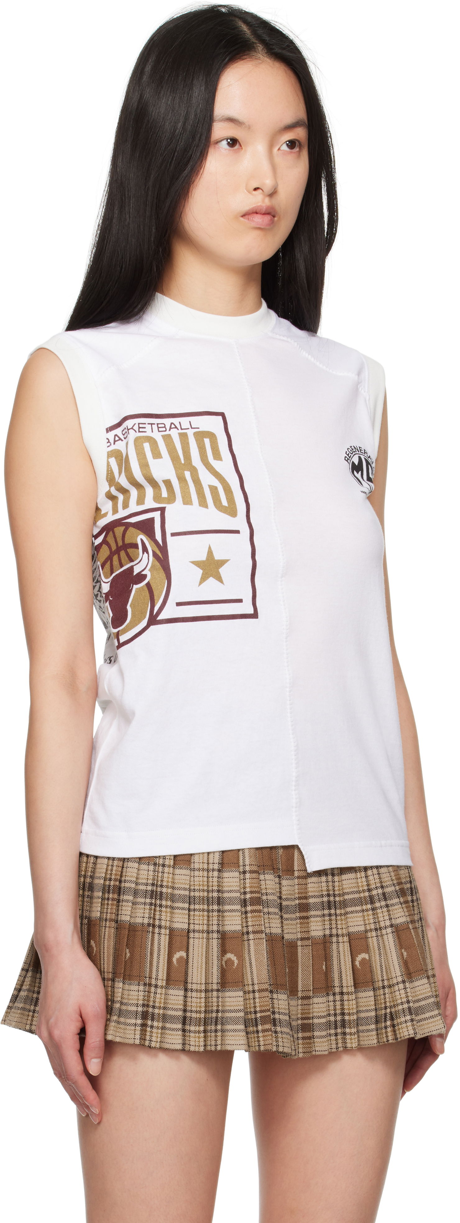 Tanktop Marine Serre Marine Serre Graphic Print Tank Top Hvid | MTT090A UJER0003, 1