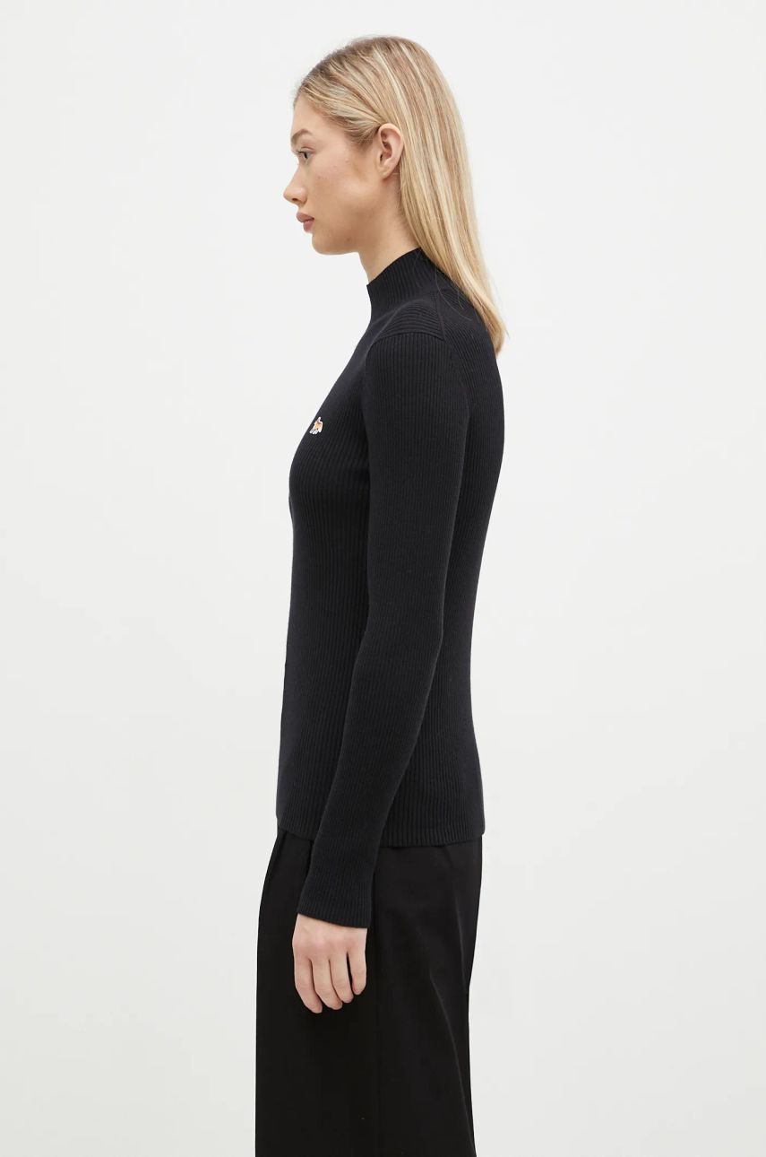 Sweater MAISON KITSUNÉ Maison Kitsuné Black Baby Fox Patch Turtleneck Sort | NW00807KT1091, 1