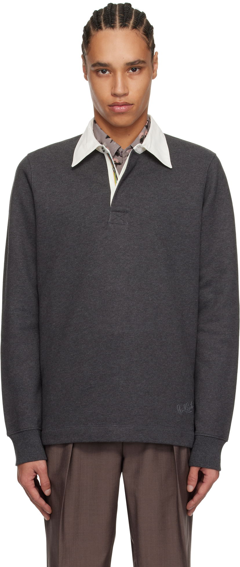 Sweatshirt Paul Smith Paul Smith Contrast Collar Polo Grå | M1R-390Z-PP4890-76