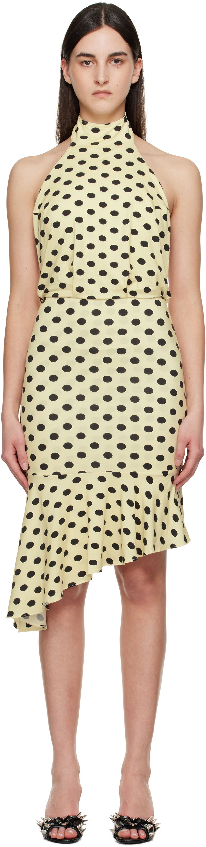 Kjole Miaou Miaou Karina Polka Dot Halter Midi Dress Gul | 5028TJBBNP