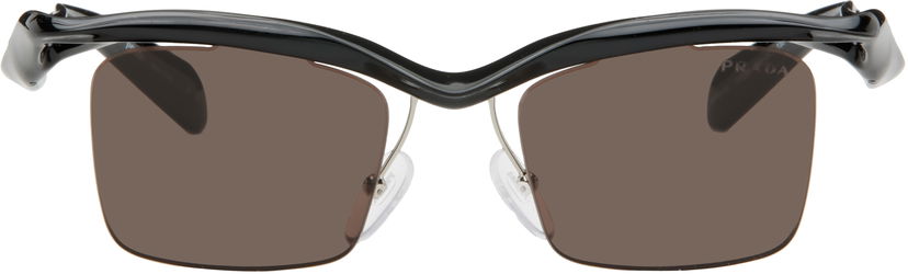 Solbriller Prada Prada Twisted Frame Square Sunglasses Sort | 0PR A15S 8056262076125