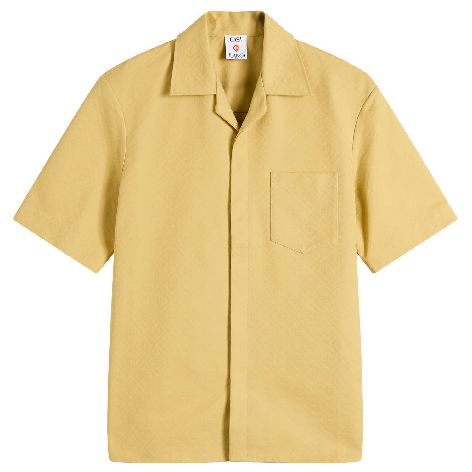 Skjorte Casablanca Casablanca Jacquard Monogram Short Sleeve Shirt, Size Large Gul | MPF25-SH-167-01, 0