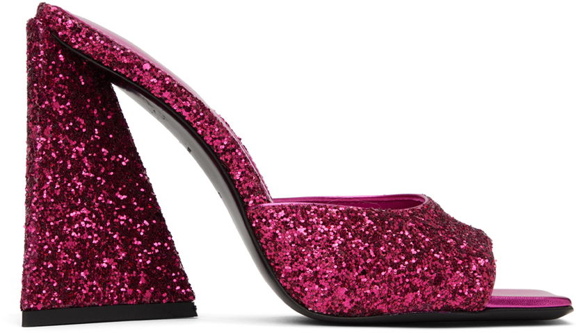Skopleje The Attico Attico Devon Glitter Mules Lyserød | 227WS000 G001