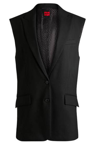 Vest BOSS Sleeveless Linen-Blend Blazer Sort | 50537621