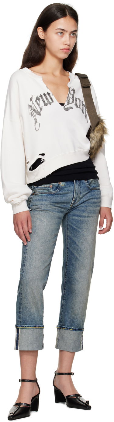 Sweatshirt R13 R13 Cropped Front Slit 'New York' Sweatshirt Hvid | R13WK251-K099B, 3