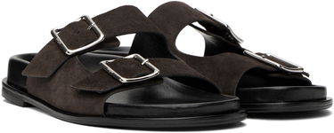 Skopleje Aeyde Aeyde Meena Suede Double Buckle Slides Brun | A11-FS-FOXR08FL174-SS25-953-022, 3