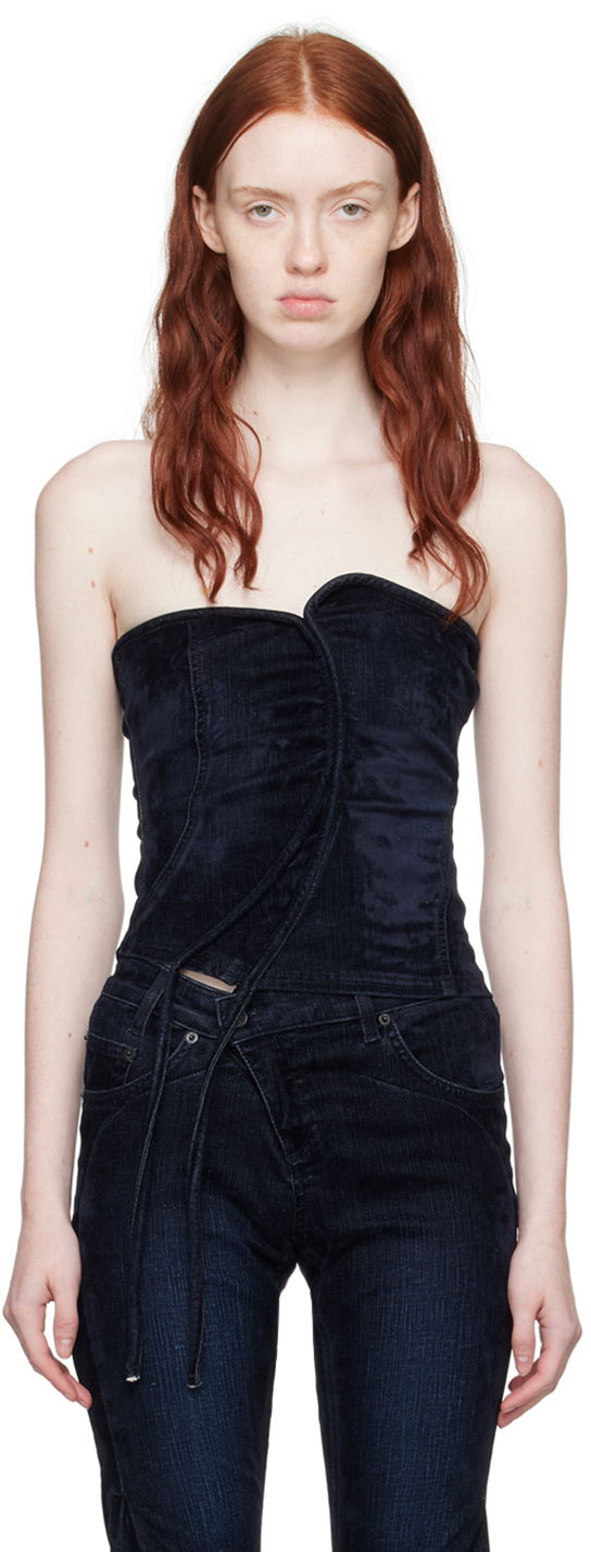Tanktop Ottolinger Ottolinger Asymmetric Denim Tank Top Mørkeblå | 1703410