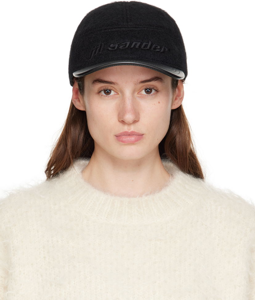 Kasket Jil Sander Embroidered Logo Wool Baseball Cap Sort | J03TC0103_JTN308