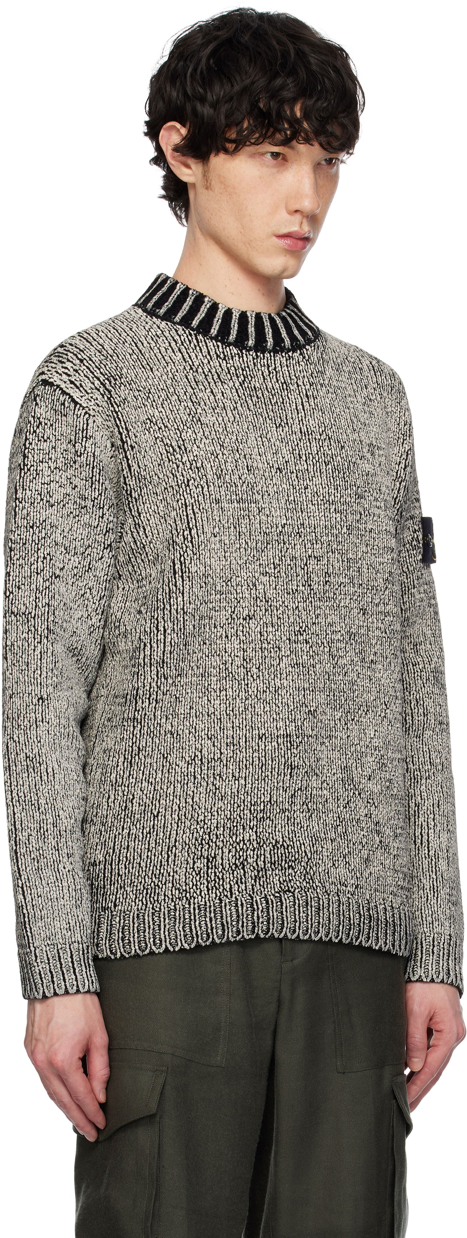 Sweater Stone Island Stone Island Crewneck Cotton Chenille Sweater Grå | K1S15 5100048 S00Z1, 1