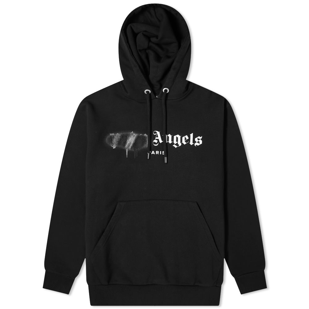 Sweatshirt Palm Angels Sprayed Paris Logo Popover Hoodie Sort | PMBB003S21FLE0021010, 0