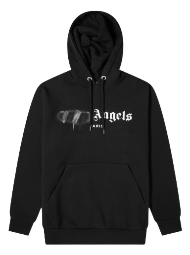 Sweatshirt Palm Angels Sprayed Paris Logo Popover Hoodie Sort | PMBB003S21FLE0021010