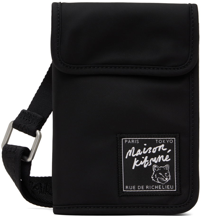 Tegnebog MAISON KITSUNÉ Maison Kitsuné 'The Traveller' Neck Pouch Sort | MM05362WQ1001P199, 0