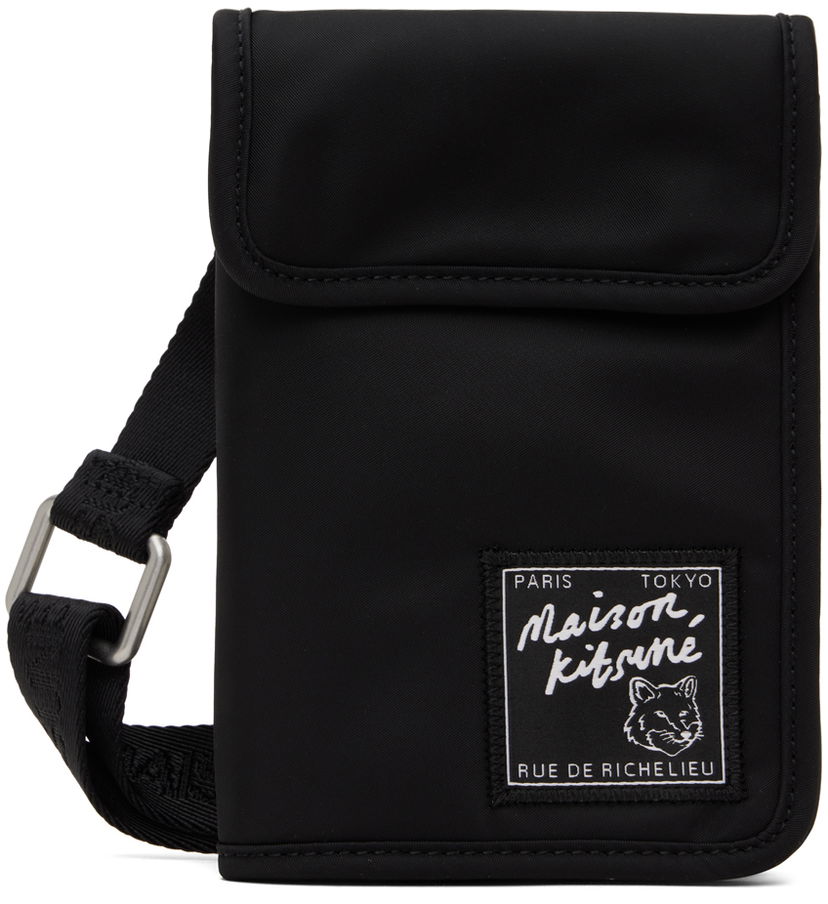 Tegnebog MAISON KITSUNÉ Maison Kitsuné 'The Traveller' Neck Pouch Sort | MM05362WQ1001P199