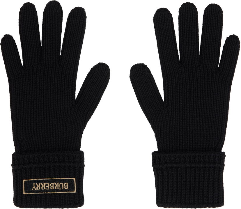 Handsker Burberry Burberry Wool Gloves with Logo Patch Sort | 8114593