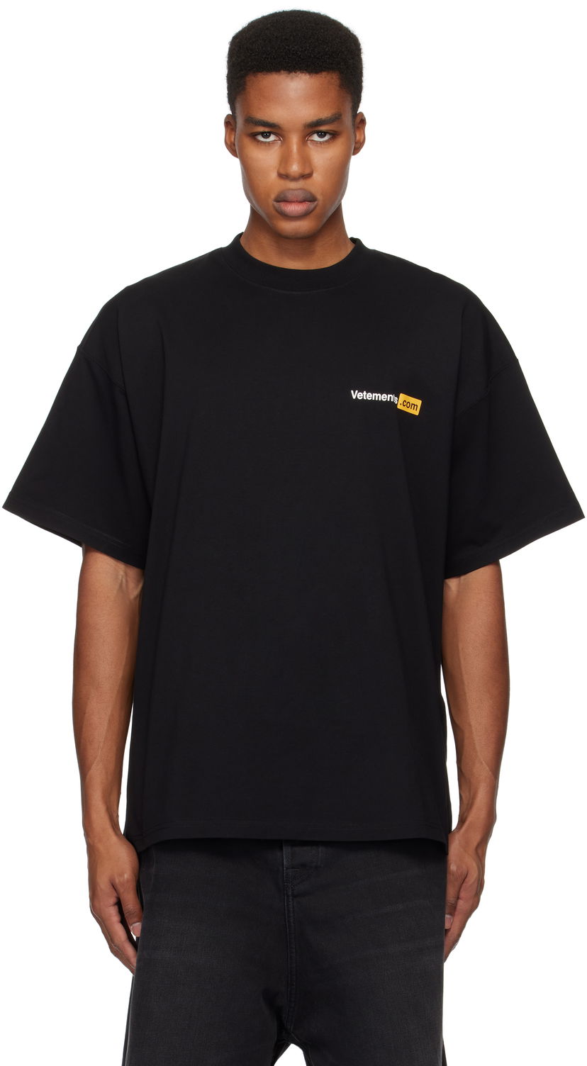T-shirt VETEMENTS Black '.Com' T-Shirt Sort | UA66TR750B