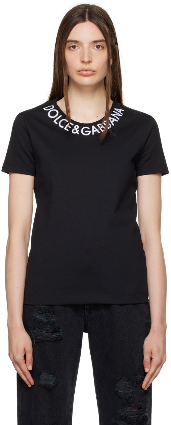 T-shirt Dolce & Gabbana Black Embroidered T-Shirt Sort | F8T00Z FUGK4, 0