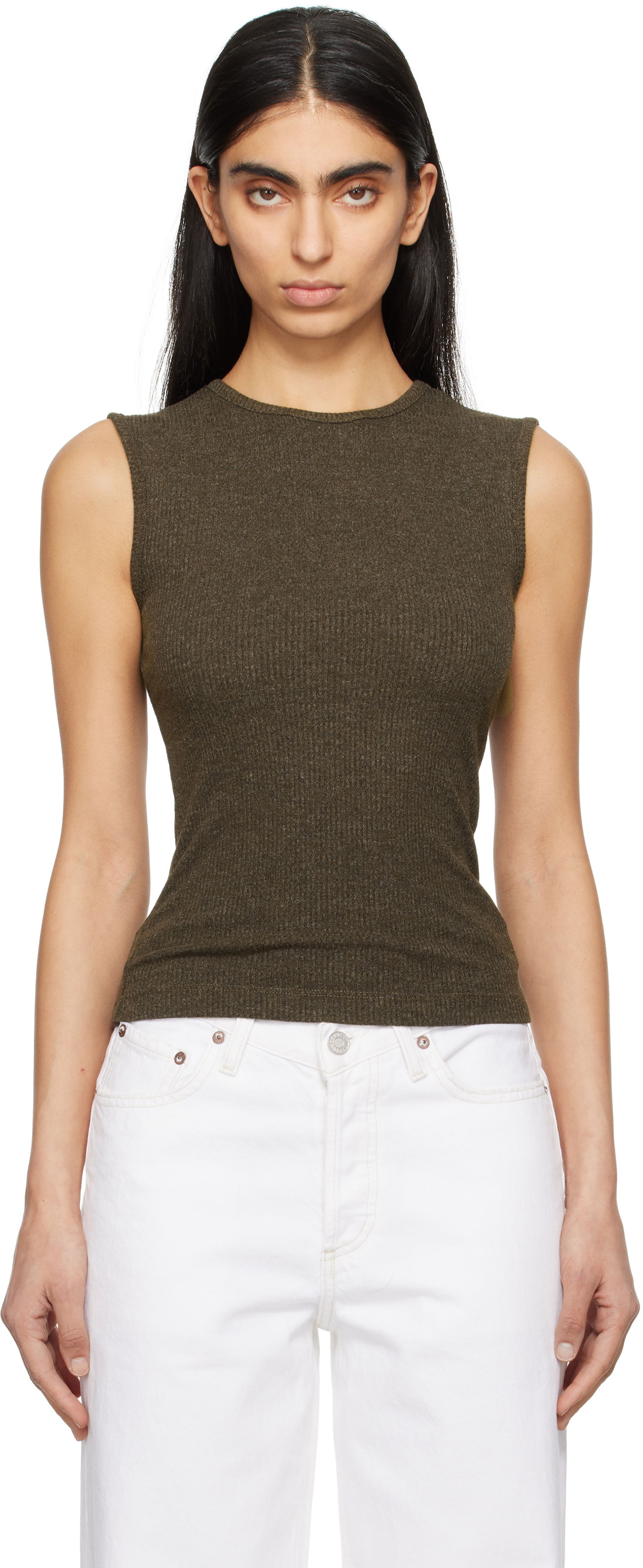 Tanktop AGOLDE AGOLDE Binx Ribbed Tank Top Grøn | A7292-1352, 0