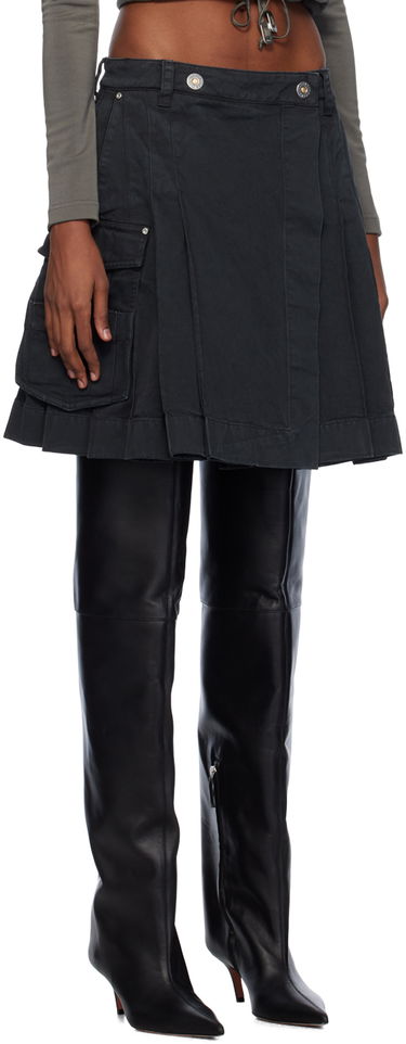 Nederdel Dion Lee Kilt Denim Midi Skirt Sort | C1005PS24, 1