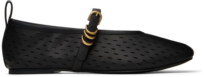 Sneakers og sko rag & bone rag & bone Spire Perforated Leather Mary Jane Ballerina Flats Sort | WFF25SF1018LE18