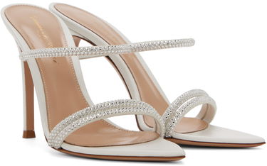 Sneakers og sko Gianvito Rossi Cannes Crystal-Embellished Satin Heeled Sandals Hvid | G16090.15RIC.XCN, 3
