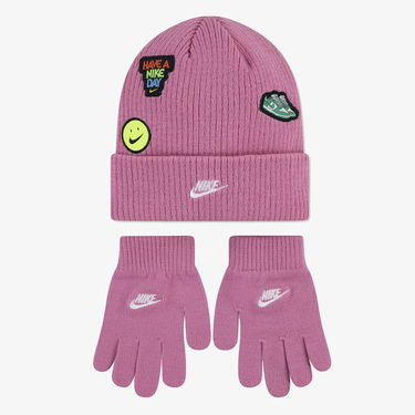 Tilbehør Nike Have a Nike Day Knitted Beanie and Gloves Set with Patches Lyserød | 9A3135-ACG, 1