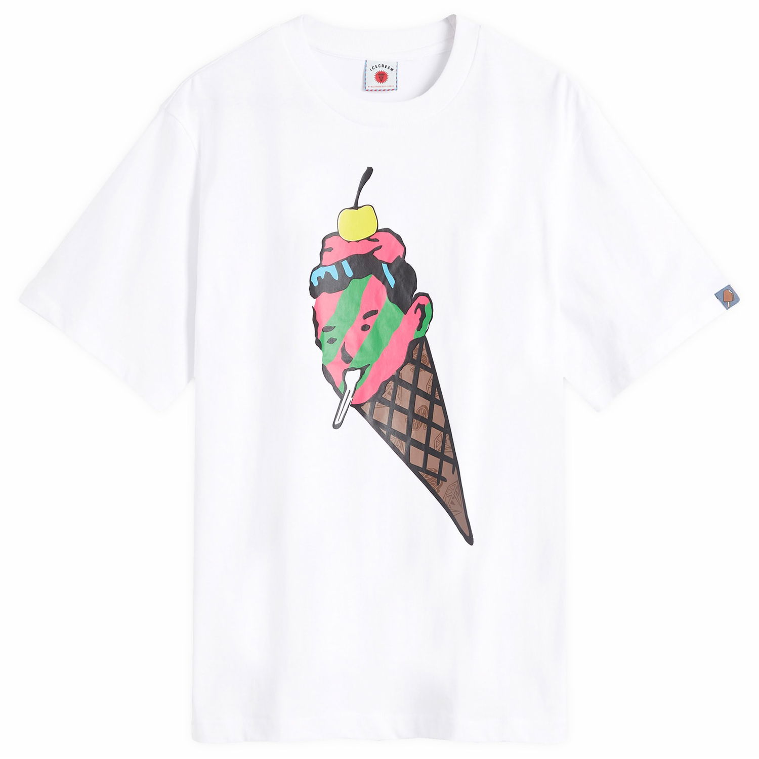 T-shirt BBC IceCream ICECREAM Cone Man T-Shirt, Size Large Hvid | IC24483-WHT, 0