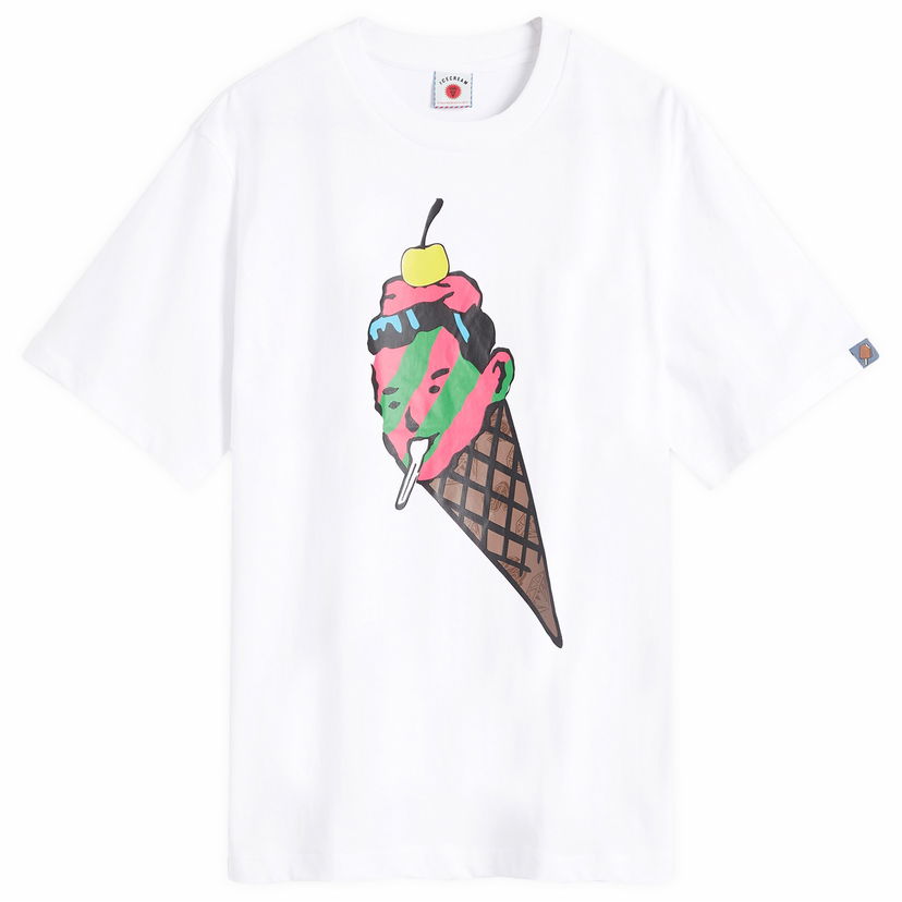 T-shirt BBC IceCream ICECREAM Cone Man T-Shirt, Size Large Hvid | IC24483-WHT