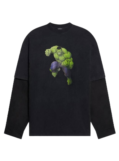 T-shirt Balenciaga Hulk 2021x MARVEL Layered T-shirt Sort | 671401TLV631000
