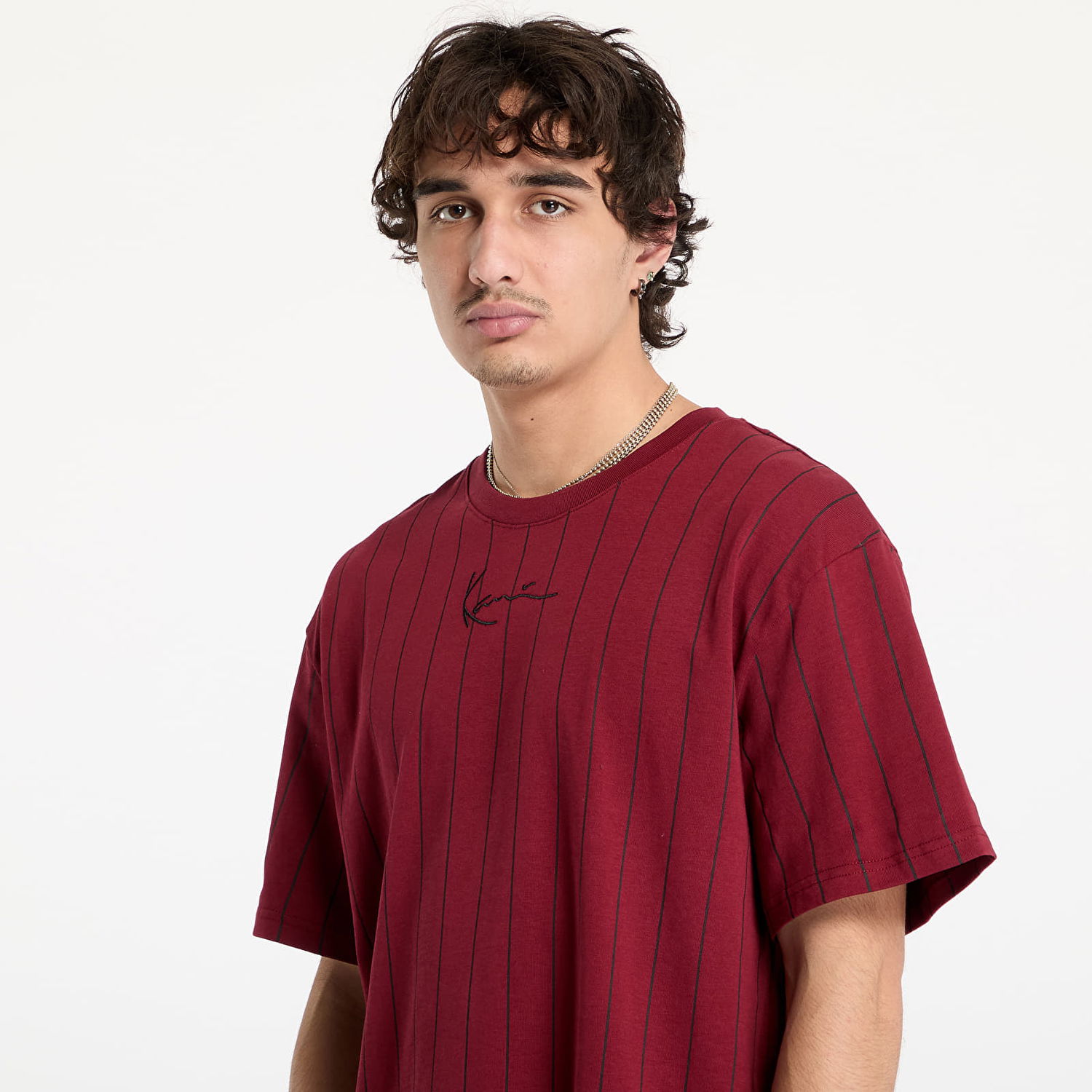 T-shirt Karl Kani Kani Small Signature Essential Pinstripe Tee Red Rød | 60300190, 1