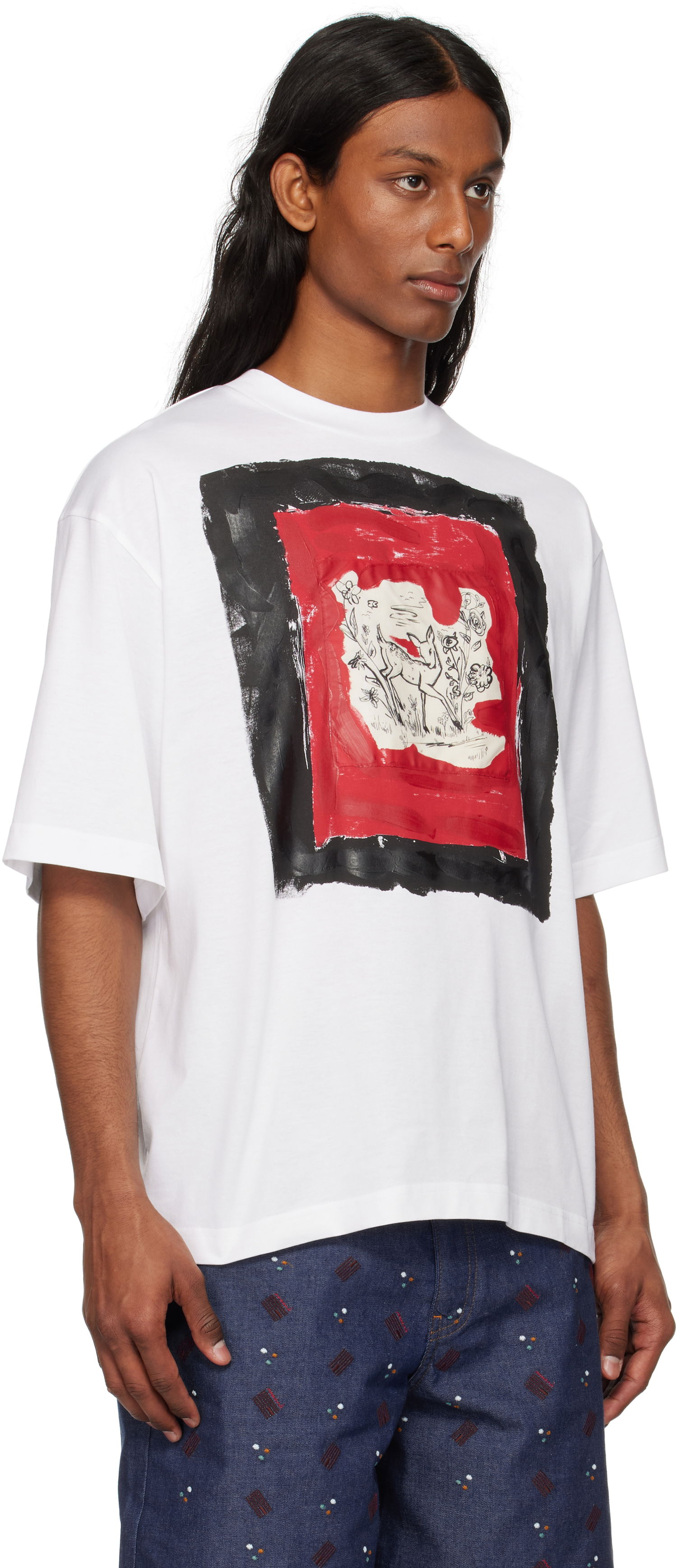 T-shirt Marni Marni Fawn Print T-Shirt Hvid | HUMU0223QP USCX69, 1