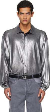 Foiled Long-Sleeve Button-Up Shirt