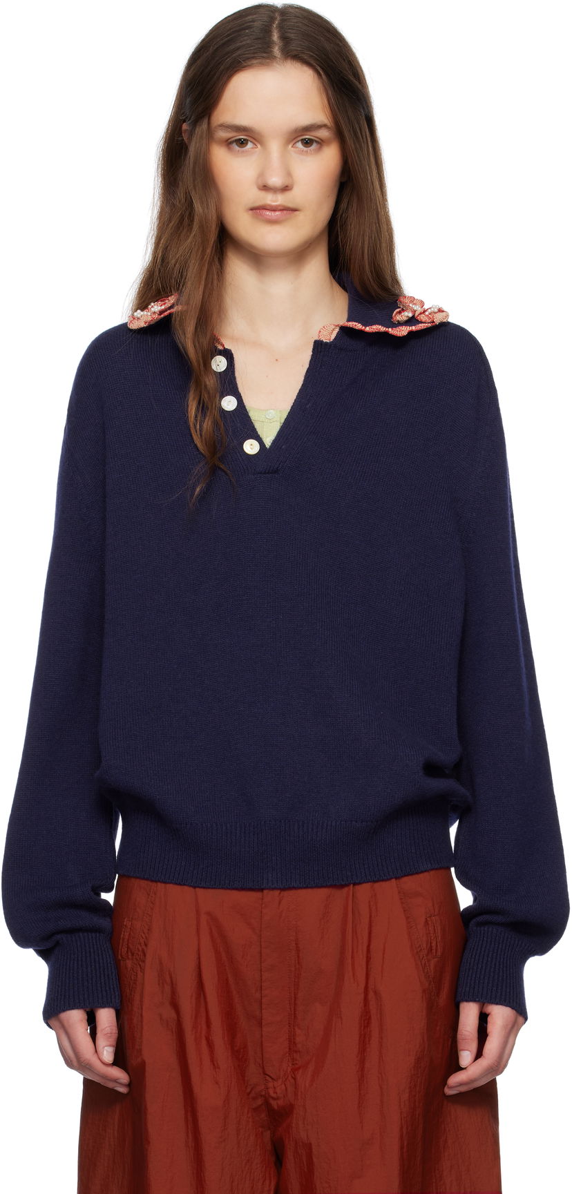 Sweater Bode Bode Rookie Polo Mørkeblå | MRS25KT016