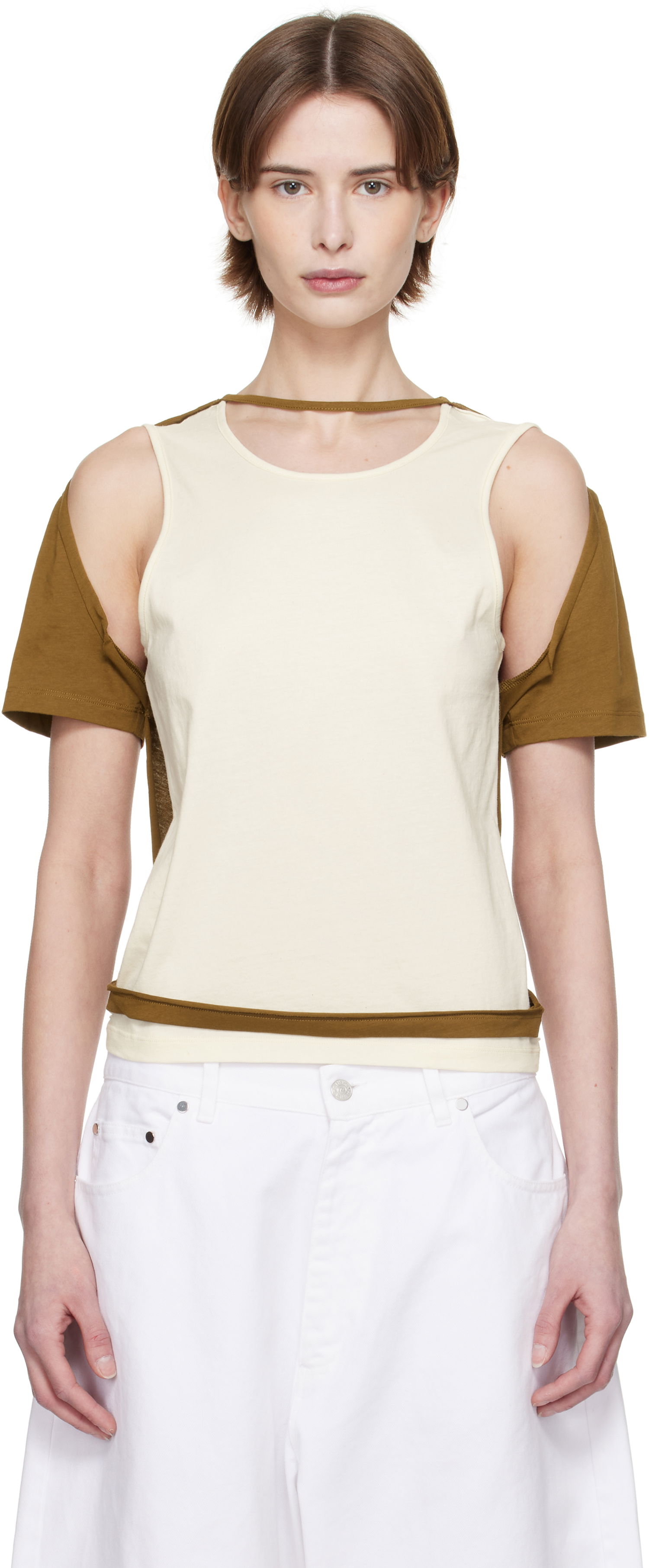 Tanktop Eckhaus Latta Eckhaus Latta Hugging Sleeveless T-Shirt Beige | 1203-EL-PS25-C -, 0